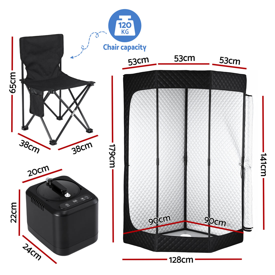 Devanti Portable Steam Sauna Tent 1000W 3L Steamer Pot Full Body Home SPA Timer-Appliances > Kitchen Appliances > Speciality Appliances-PEROZ Accessories