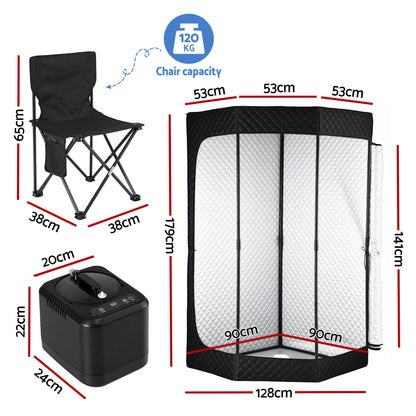 Devanti Portable Steam Sauna Tent 1000W 3L Steamer Pot Full Body Home SPA Timer-Appliances > Kitchen Appliances > Speciality Appliances-PEROZ Accessories