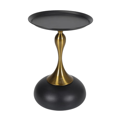 Oikiture Coffee Side Table Round Metal Black-Side Tables-PEROZ Accessories
