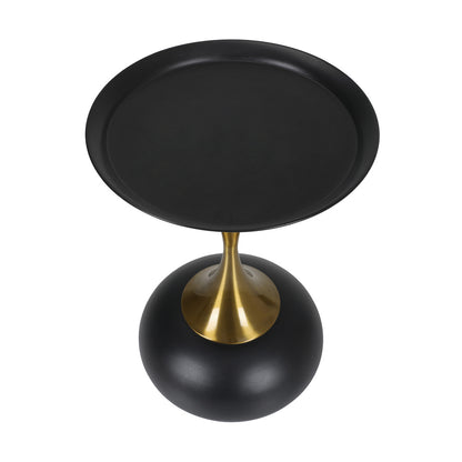 Oikiture Coffee Side Table Round Metal Black-Side Tables-PEROZ Accessories