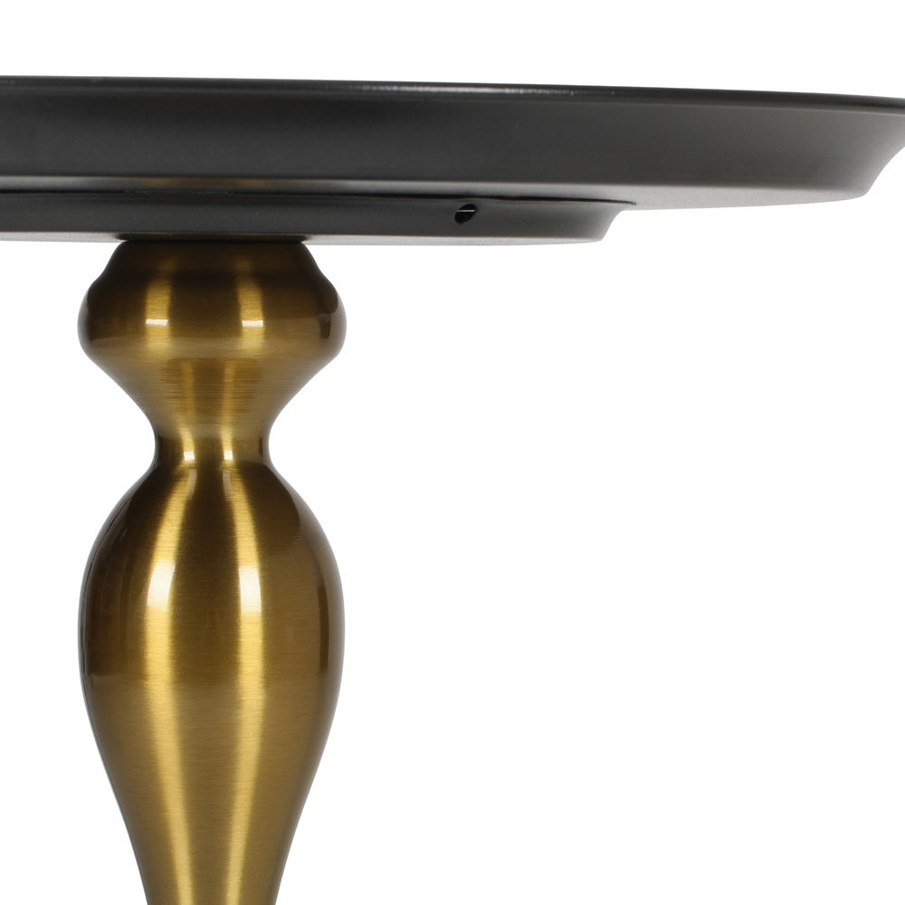 Oikiture Coffee Side Table Round Metal Black-Side Tables-PEROZ Accessories