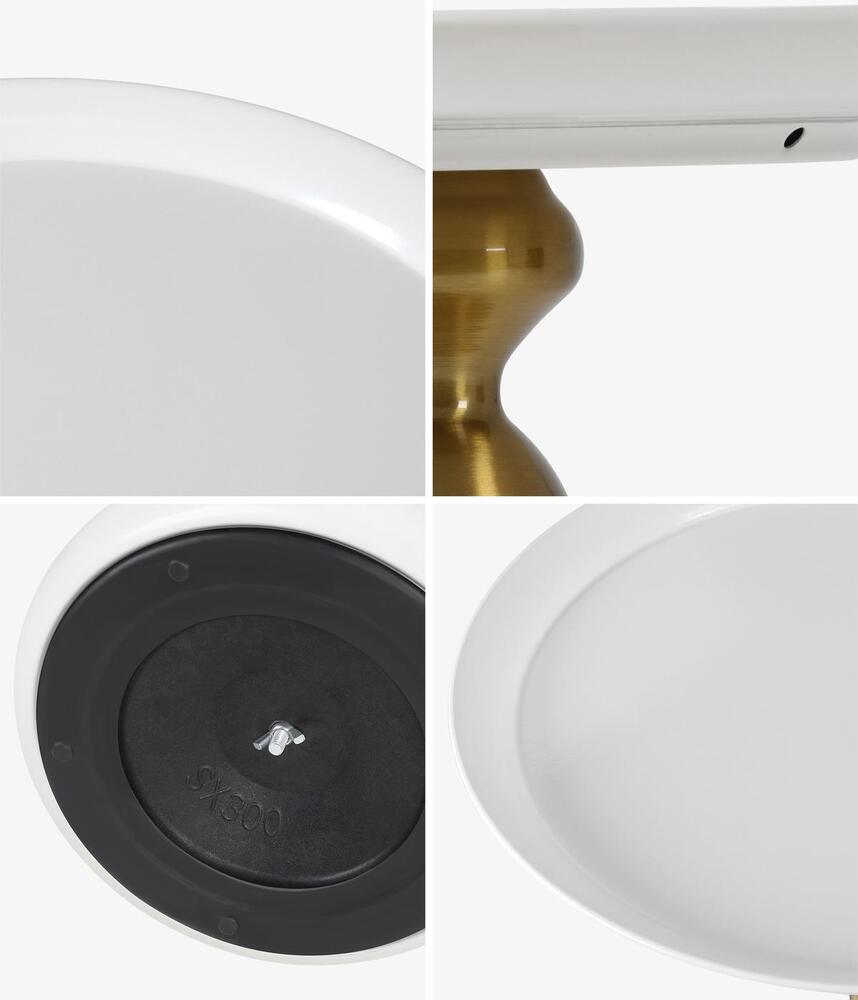 Oikiture Coffee Side Table Round Metal White-Side Tables-PEROZ Accessories