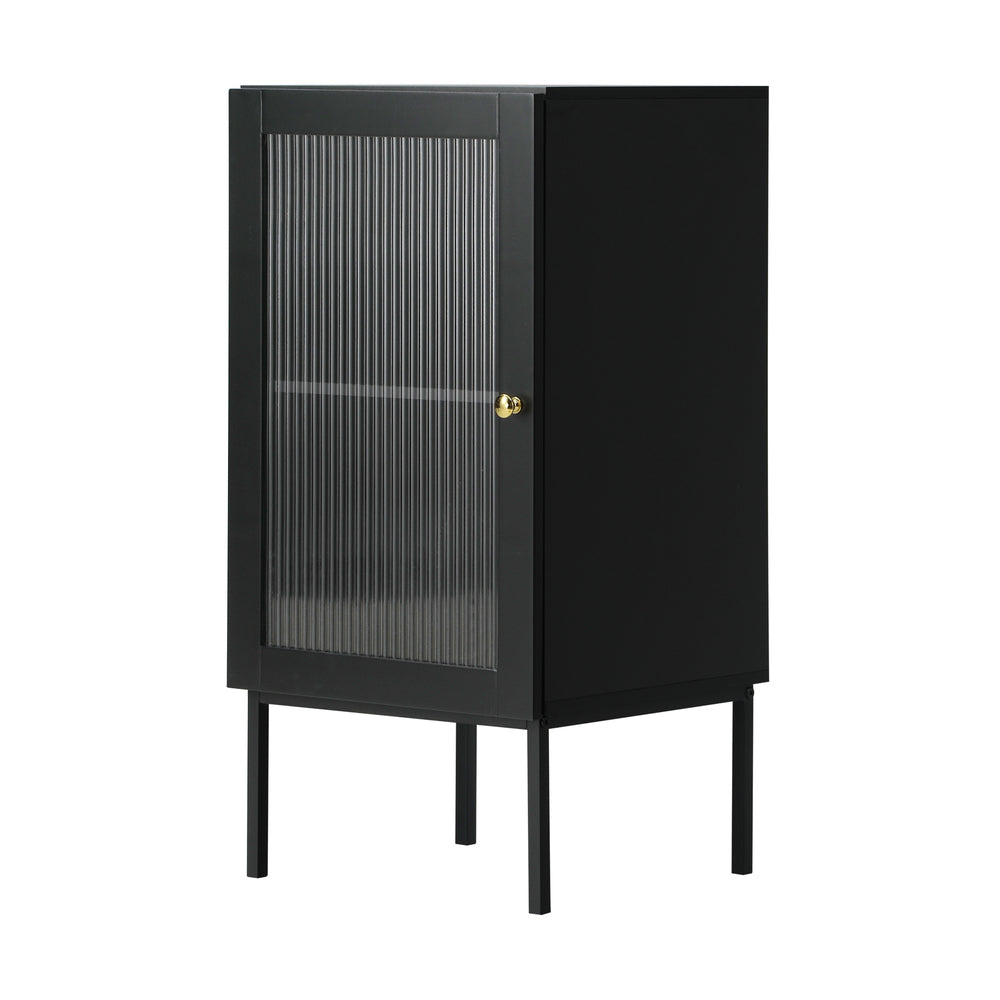 Oikiture Bathroom Cabinet Slim Tempered Glass Door Black-Bathroom Cabinets-PEROZ Accessories