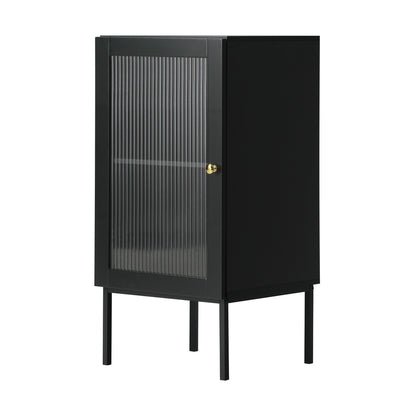 Oikiture Bathroom Cabinet Slim Tempered Glass Door Black-Bathroom Cabinets-PEROZ Accessories