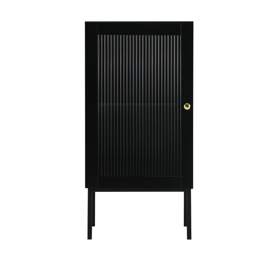 Oikiture Bathroom Cabinet Slim Tempered Glass Door Black-Bathroom Cabinets-PEROZ Accessories