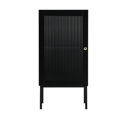 Oikiture Bathroom Cabinet Slim Tempered Glass Door Black-Bathroom Cabinets-PEROZ Accessories
