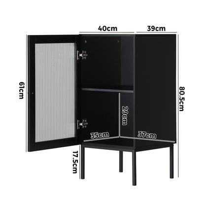 Oikiture Bathroom Cabinet Slim Tempered Glass Door Black-Bathroom Cabinets-PEROZ Accessories