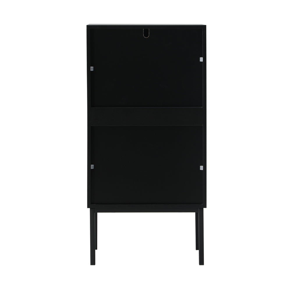 Oikiture Bathroom Cabinet Slim Tempered Glass Door Black-Bathroom Cabinets-PEROZ Accessories