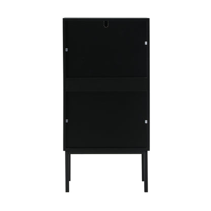 Oikiture Bathroom Cabinet Slim Tempered Glass Door Black-Bathroom Cabinets-PEROZ Accessories