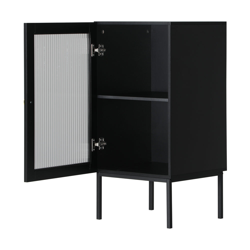 Oikiture Bathroom Cabinet Slim Tempered Glass Door Black-Bathroom Cabinets-PEROZ Accessories