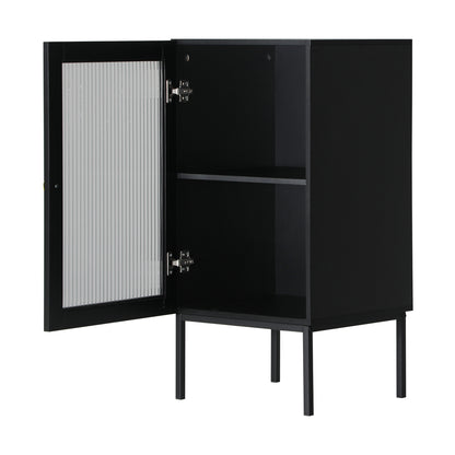 Oikiture Bathroom Cabinet Slim Tempered Glass Door Black-Bathroom Cabinets-PEROZ Accessories