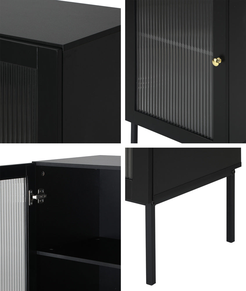 Oikiture Bathroom Cabinet Slim Tempered Glass Door Black-Bathroom Cabinets-PEROZ Accessories