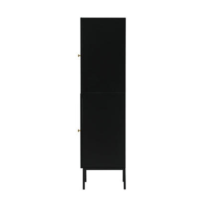 Oikiture Bathroom Cabinet Tempered Glass Door Tall Slim Black-Bathroom Cabinets-PEROZ Accessories