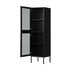Oikiture Bathroom Cabinet Tempered Glass Door Tall Slim Black-Bathroom Cabinets-PEROZ Accessories