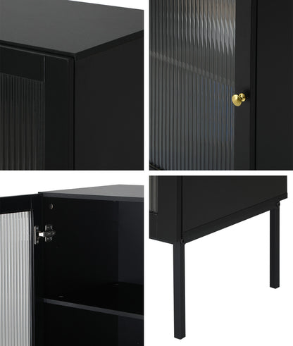 Oikiture Bathroom Cabinet Tempered Glass Door Tall Slim Black-Bathroom Cabinets-PEROZ Accessories