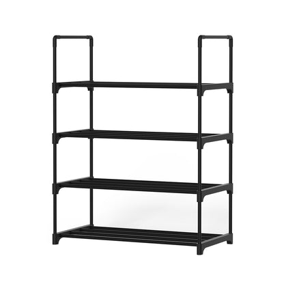 Artiss Shoe Rack Cabinet Stackable 4-tier 12 Pairs Black-Shoe Storage Cabinets-PEROZ Accessories