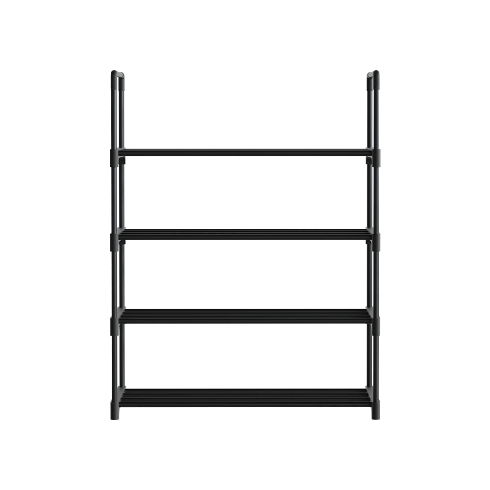 Artiss Shoe Rack Cabinet Stackable 4-tier 12 Pairs Black-Shoe Storage Cabinets-PEROZ Accessories