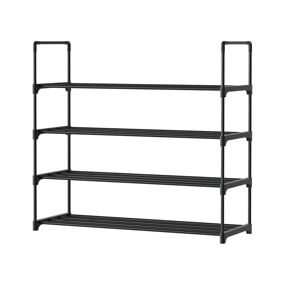 Artiss Shoe Rack 4-tier 16 Pairs Stackable Black-Shoe Storage Cabinets-PEROZ Accessories