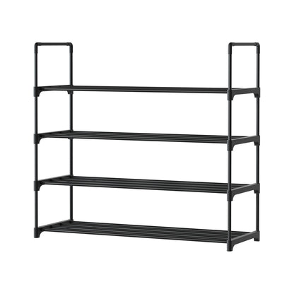 Artiss Shoe Rack 4-tier 16 Pairs Stackable Black-Shoe Storage Cabinets-PEROZ Accessories