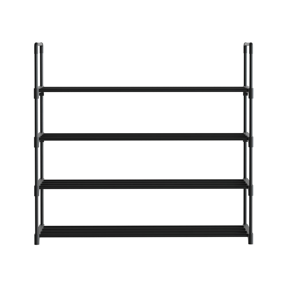 Artiss Shoe Rack 4-tier 16 Pairs Stackable Black-Shoe Storage Cabinets-PEROZ Accessories