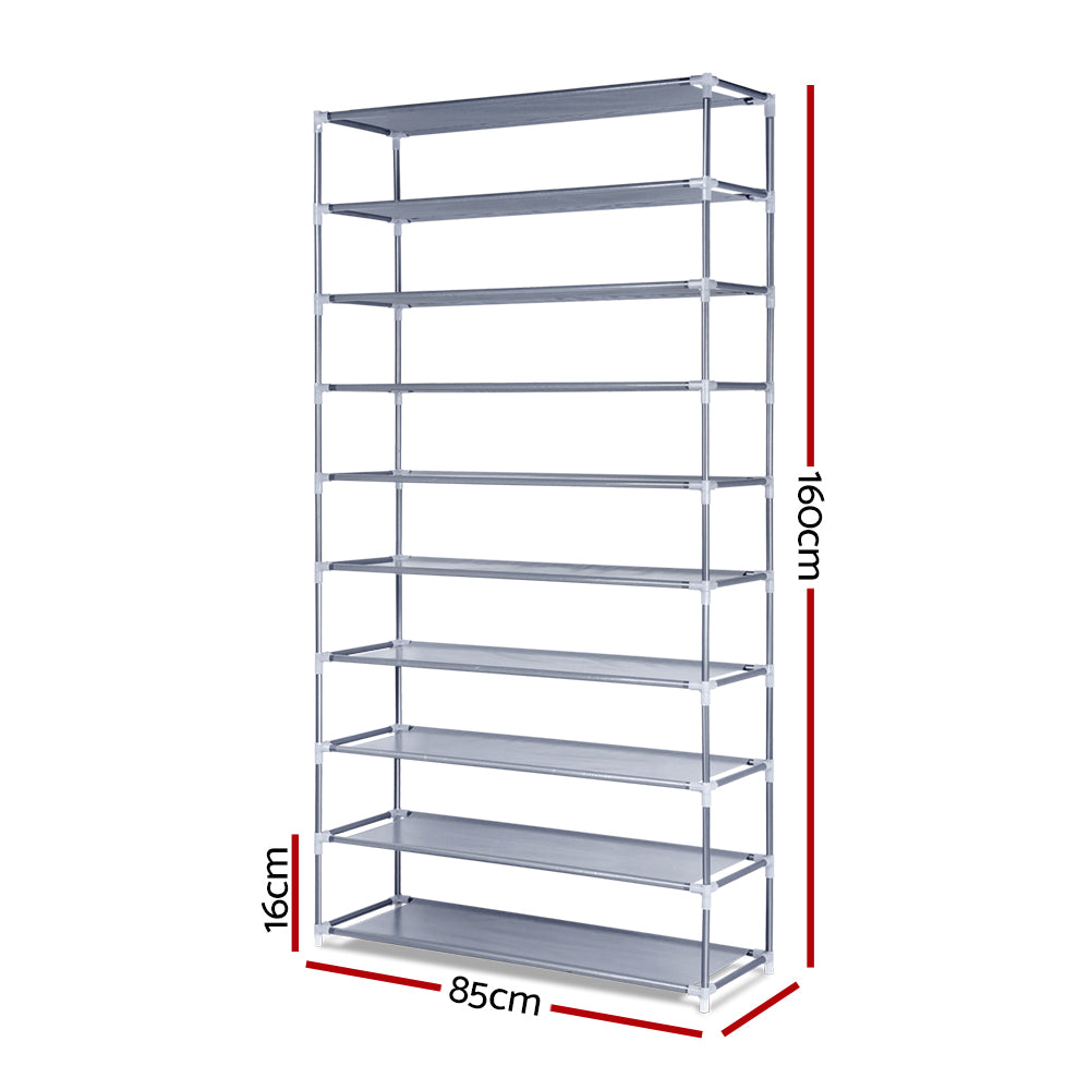 Artiss Shoe Rack Cabinet Stackable 10-Tier Grey-Shoe Storage Cabinets-PEROZ Accessories