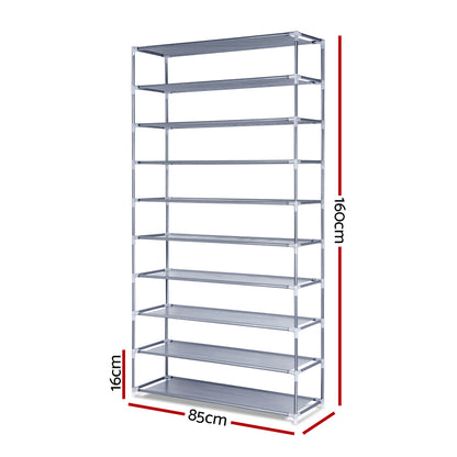 Artiss Shoe Rack Cabinet Stackable 10-Tier Grey-Shoe Storage Cabinets-PEROZ Accessories