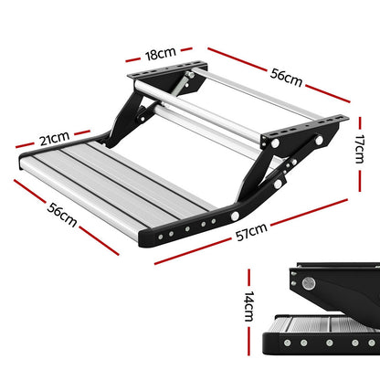 Weisshorn Manual Pull Out Caravan Step Folding RV Entry Stair 200KG Capacity Non-Slip Aluminium-Auto Accessories > Auto Accessories Others > Automotive Loading Ramps-PEROZ Accessories