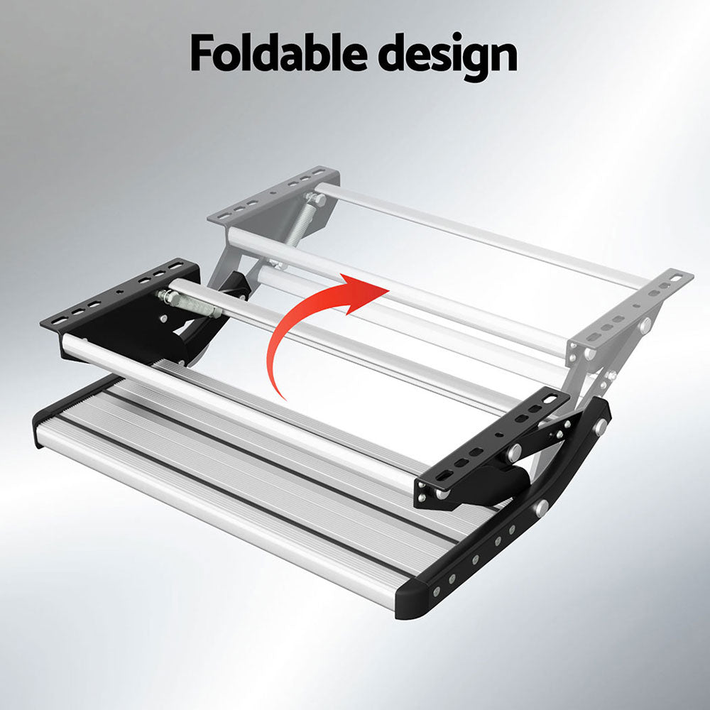 Weisshorn Manual Pull Out Caravan Step Folding RV Entry Stair 200KG Capacity Non-Slip Aluminium-Auto Accessories > Auto Accessories Others > Automotive Loading Ramps-PEROZ Accessories