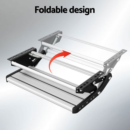 Weisshorn Manual Pull Out Caravan Step Folding RV Entry Stair 200KG Capacity Non-Slip Aluminium-Auto Accessories > Auto Accessories Others > Automotive Loading Ramps-PEROZ Accessories