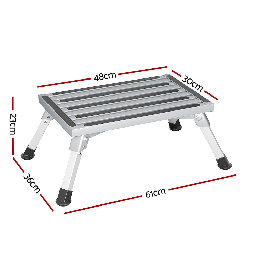 Weisshorn Caravan Step Folding Aluminium Step Ladder Stool-Outdoor Recreation &gt; Camping &gt; Camp Furniture-PEROZ Accessories