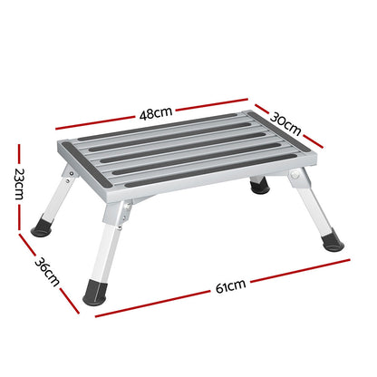 Weisshorn Caravan Step Folding Aluminium Step Ladder Stool-Outdoor Recreation &gt; Camping &gt; Camp Furniture-PEROZ Accessories