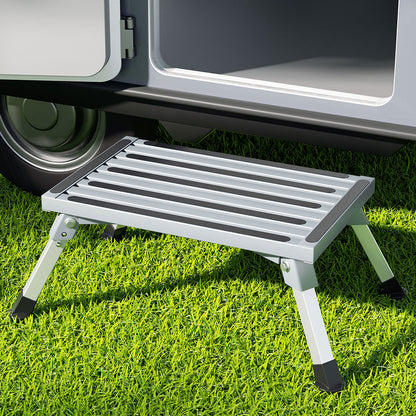 Weisshorn Caravan Step Folding Aluminium Step Ladder Stool-Outdoor Recreation &gt; Camping &gt; Camp Furniture-PEROZ Accessories