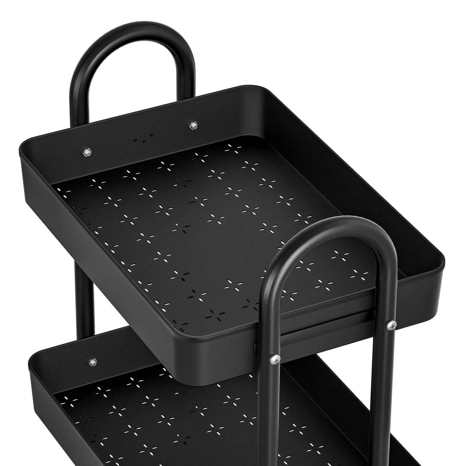 Artiss Storage Trolley Kitchen Cart 3 Tiers Rack Shelf Organiser Wheels Black-Home &amp; Garden &gt; Storage-PEROZ Accessories