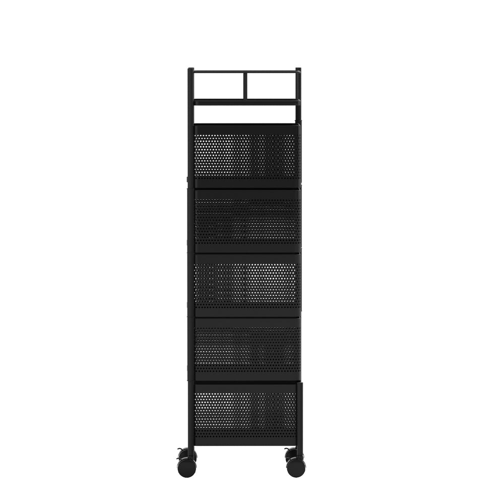 Artiss Storage Trolley Kitchen Cart 5 Tiers Storage Rack Black-Furniture &gt; Dining &gt; Kitchen &amp; Dining Trolleys-PEROZ Accessories