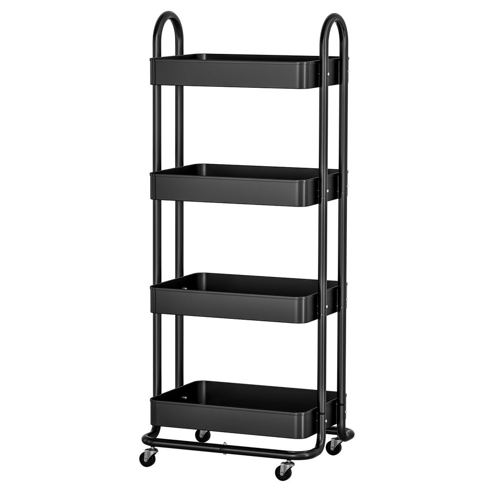 Artiss Storage Trolley Kitchen Cart 4 Tiers Black-Furniture &gt; Dining-PEROZ Accessories