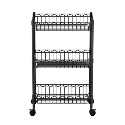 Artiss 3-Tier Shelving Unit Adjustable Garage Storage Kitchen Rack With Wheels-Furniture &gt; Dining &gt; Kitchen &amp; Dining Trolleys-PEROZ Accessories