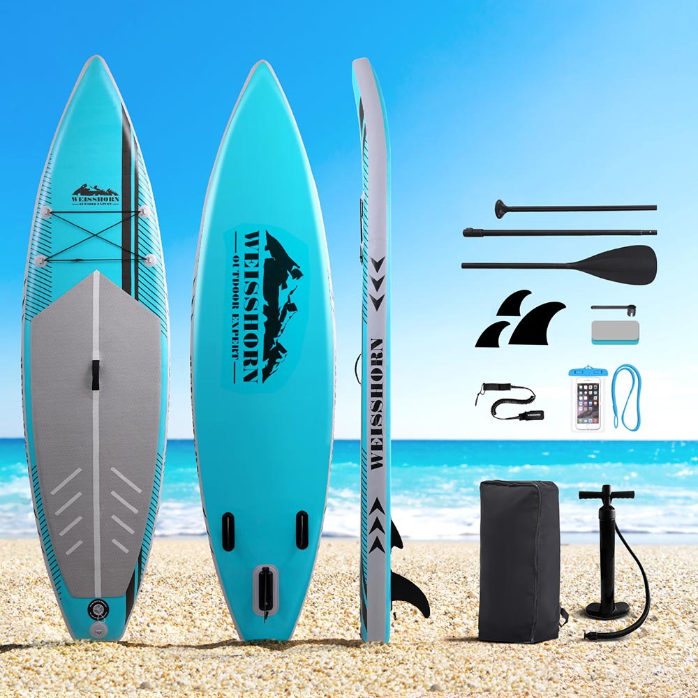 Weisshorn Stand Up Paddle Board 10.5ft Inflatable SUP Surfboard Paddleboard Kayak Surf Green-Outdoor Recreation &gt; Boating &gt; Paddleboards-PEROZ Accessories