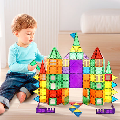 Playpals Kids Magnetic Tiles Blocks Building Educational Toys 60PCS-Kid Building Toys-PEROZ Accessories