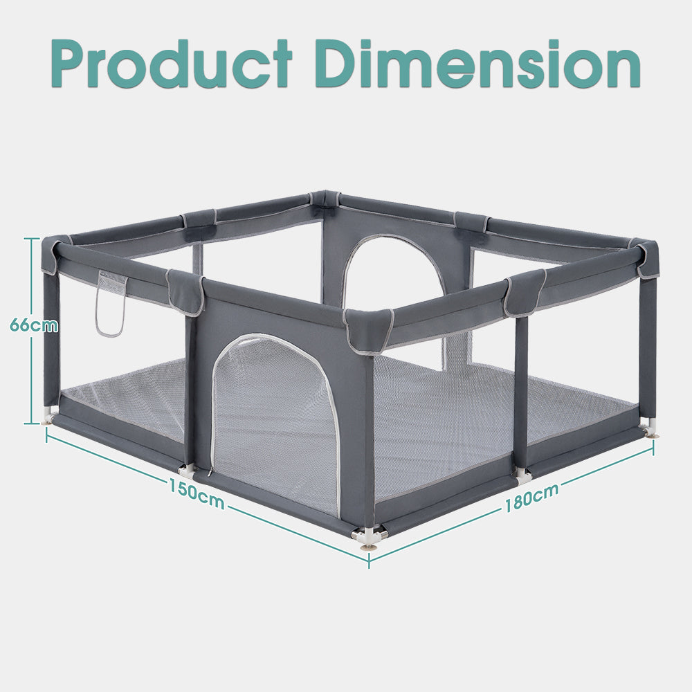 Playpals Kids Playpen Baby Safety Gate 2 Door 150x180cm-Kid Playpens-PEROZ Accessories