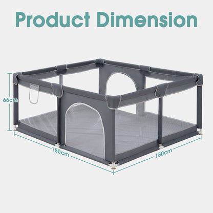 Playpals Kids Playpen Baby Safety Gate 2 Door 150x180cm-Kid Playpens-PEROZ Accessories
