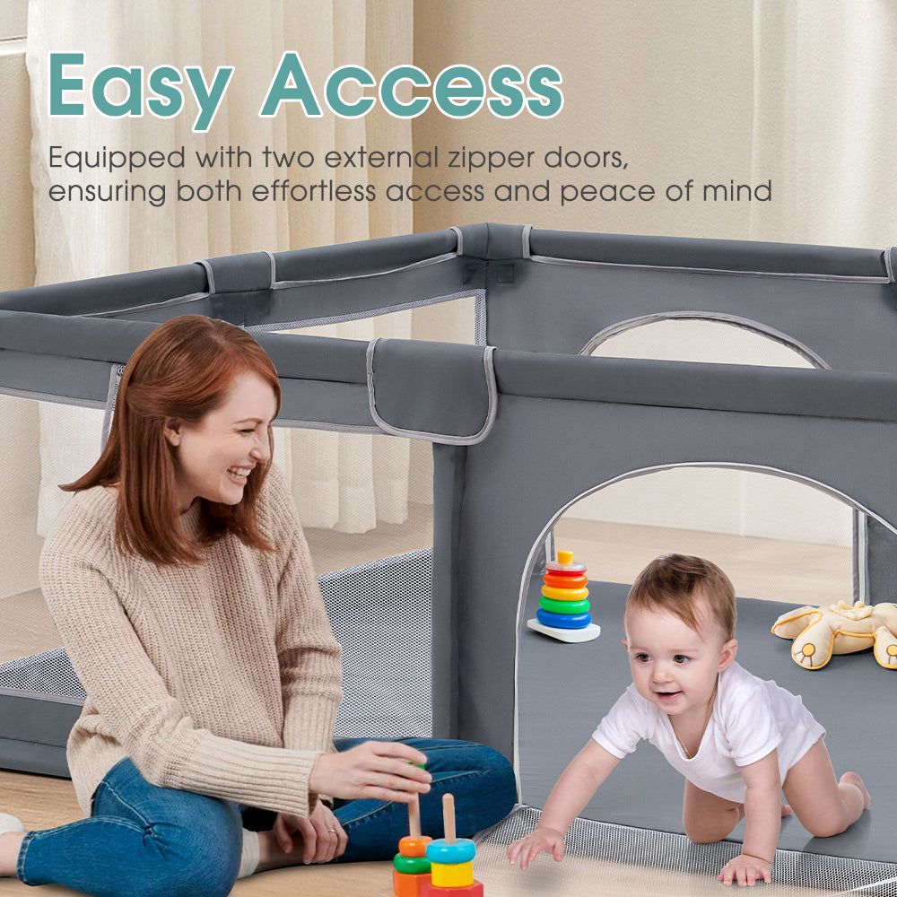 Playpals Kids Playpen Baby Safety Gate 2 Door 150x180cm-Kid Playpens-PEROZ Accessories