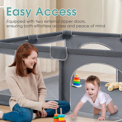 Playpals Kids Playpen Baby Safety Gate 2 Door 150x180cm-Kid Playpens-PEROZ Accessories