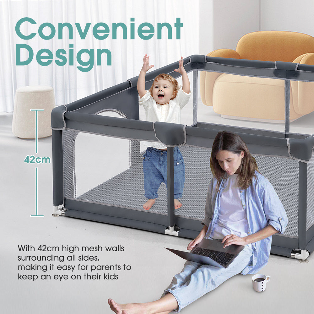 Playpals Kids Playpen Baby Safety Gate 2 Door 150x180cm-Kid Playpens-PEROZ Accessories