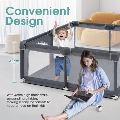 Playpals Kids Playpen Baby Safety Gate 2 Door 150x180cm-Kid Playpens-PEROZ Accessories