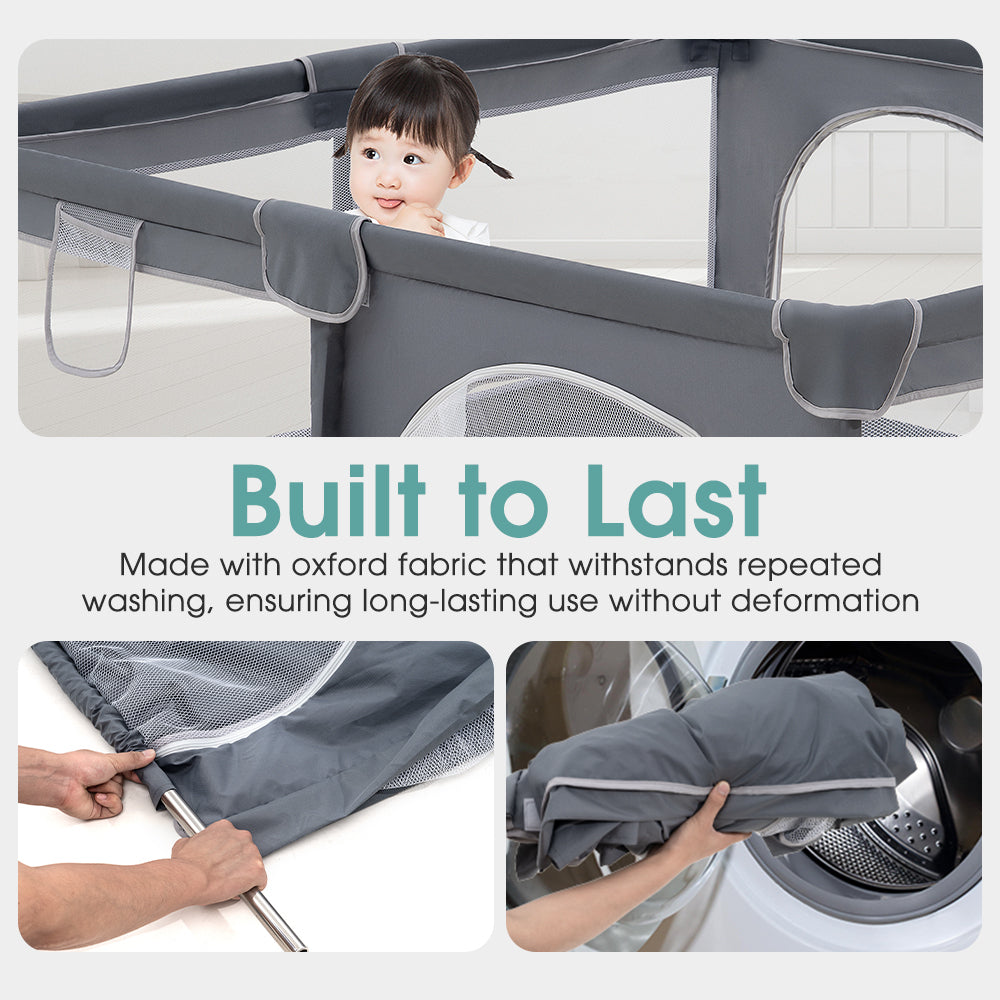 Playpals Kids Playpen Baby Safety Gate 2 Door 150x180cm-Kid Playpens-PEROZ Accessories