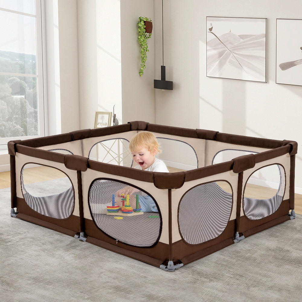 Playpals Baby Playpen Kids Safety Gate 150x180cm-Kid Playpens-PEROZ Accessories