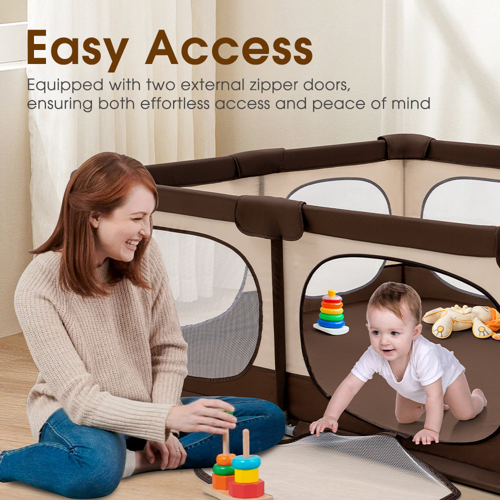 Playpals Baby Playpen Kids Safety Gate 150x180cm-Kid Playpens-PEROZ Accessories