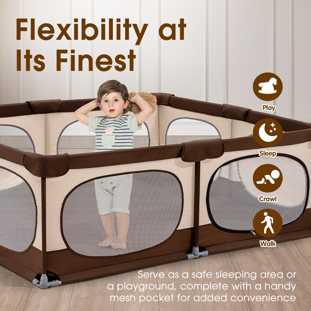 Playpals Baby Playpen Kids Safety Gate 150x180cm-Kid Playpens-PEROZ Accessories
