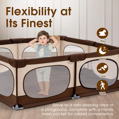 Playpals Baby Playpen Kids Safety Gate 150x180cm-Kid Playpens-PEROZ Accessories