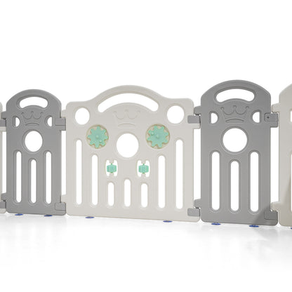 Playpals Kids Playpen Baby Safety Gate Toddler Fence 18 Panels Grey-Kid Playpens-PEROZ Accessories